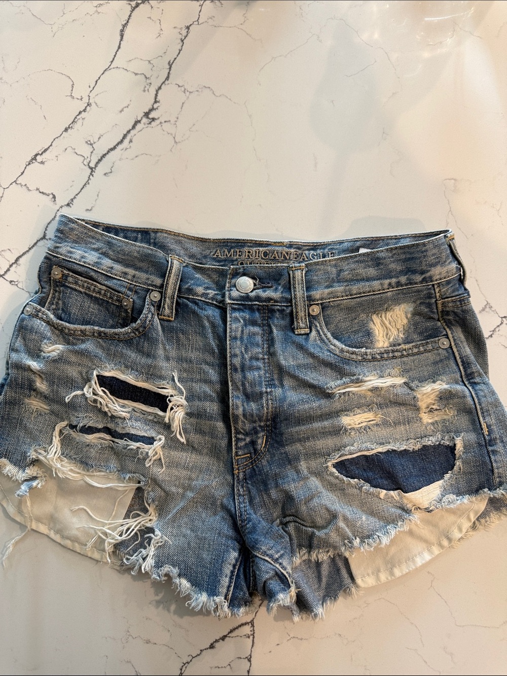 American Eagle Outfitters Distressed Light Blue Denim Cutoff Shorts